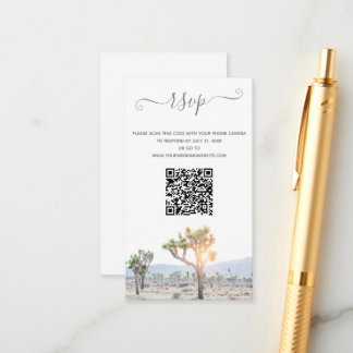 Elegant Boho Greenery Joshua Tree QR Code Wedding Enclosure Card
