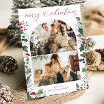 Elegant Boho Greenery Multi Photo Christmas Card<br><div class="desc">This modern Merry Christmas card features 2 of your favourite photos with elegant winter botanicals and a calligraphy heart script. To make advance changes,  select Personalize -> Edit using Design tool.</div>