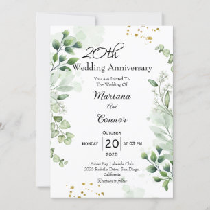 Elegant Boho Greenery Wedding Anniversary  Invitation