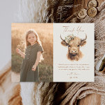 Elegant Boho Highland Cow Kids Photo Birthday Thank You Card<br><div class="desc">Elegant Boho Highland Cow Kids Photo Birthday Thank You Card. Click the edit/personalize button to customize this design.</div>