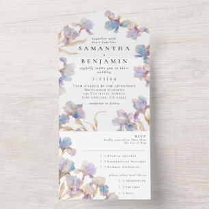 Elegant Boho Iris Wedding All In One Invitation