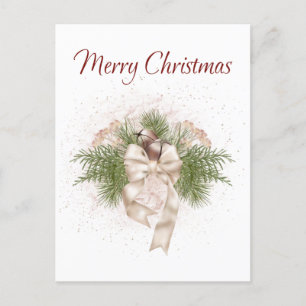 Elegant Boho Ivory Green Watercolor Christmas Postcard