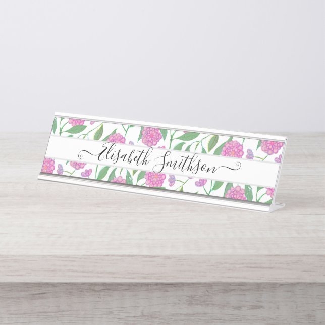    Elegant Boho Liberty Custom Professional Floral Desk Name Plate (Front)