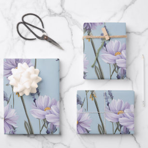 Elegant Boho Light Blue Lavender  Wrapping Paper Sheet