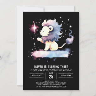 Elegant Boho Lion Birthday Invitation
