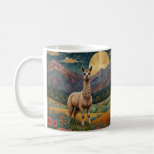 Elegant boho llama alpaca vintage landscape  coffee mug