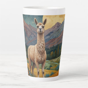 Elegant boho llama alpaca vintage landscape  latte mug