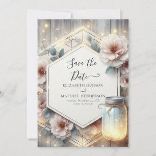 Elegant Boho Mason Jar Wedding Save The Date