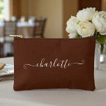 Elegant Boho Minimalist Bridesmaid Name | Brown Accessory Pouch<br><div class="desc">Looking for the perfect gift for your bridal party? Our Elegant Boho Minimalist Bridesmaid Name | Brown Accessory Pouch is sure to impress. Personalize each pouch with your bridesmaids' names for a unique touch they'll love.</div>