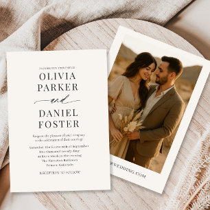 Elegant Boho Minimalist Photo Wedding Invitation