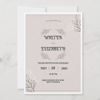 Elégant Boho minimaliste Faire-part de mariage flo