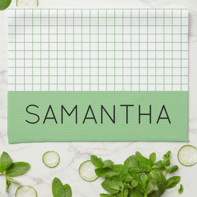 Elegant Boho Monogram Feminine Script Name  Kitchen Towel (Folded)
