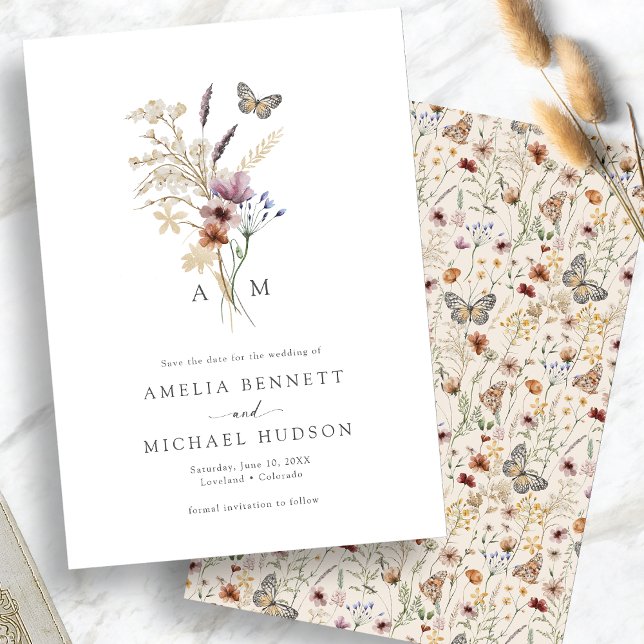 Elegant Boho Monogrammed Save The Date (Elegant Boho Monogrammed Save The Date
)