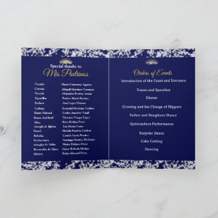 Elegant Boho Navy Silver Quinceañera Spanish Program