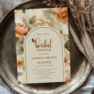 Elegant Boho Neutral Colours Ivory Sage Floral Invitation