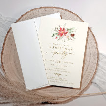 Elégant Boho Noël Fête Invitation Crème Or