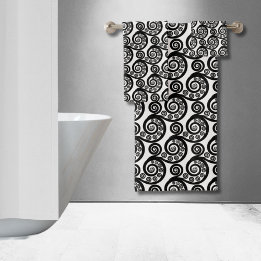 Elégant Boho noir blanc botanique boucles de feuil