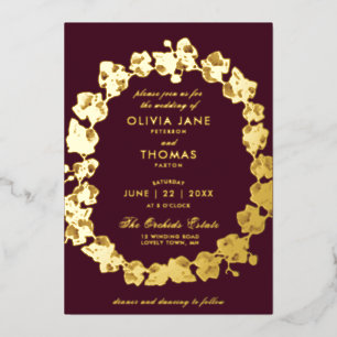 Elegant Boho Orchid Floral Wreath Burgundy Wedding