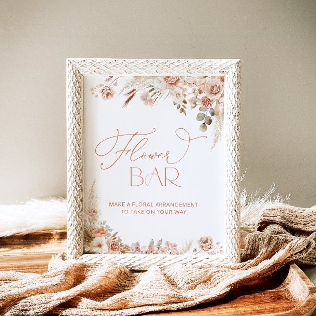 Elegant Boho Pampas Grass Flower Bar Poster (Creator Uploaded)