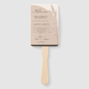 Elegant Boho Pampas Grass Modern Wedding Hand Fan