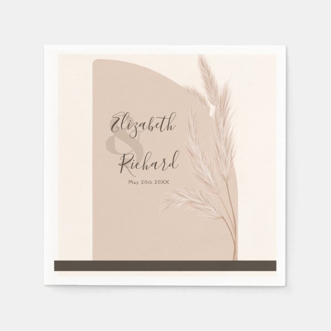 Elegant Boho Pampas Grass Modern Wedding Napkin (Front)