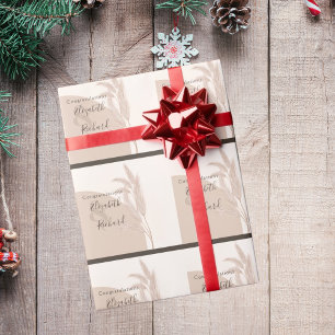 Elegant Boho Pampas Grass Modern Wedding Wrapping Paper