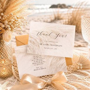 Elegant Boho Pampas Grass Wedding Thank You Card