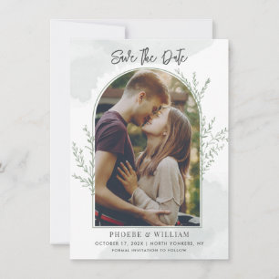 Elegant Boho Photo Arch Script Wedding Invitation
