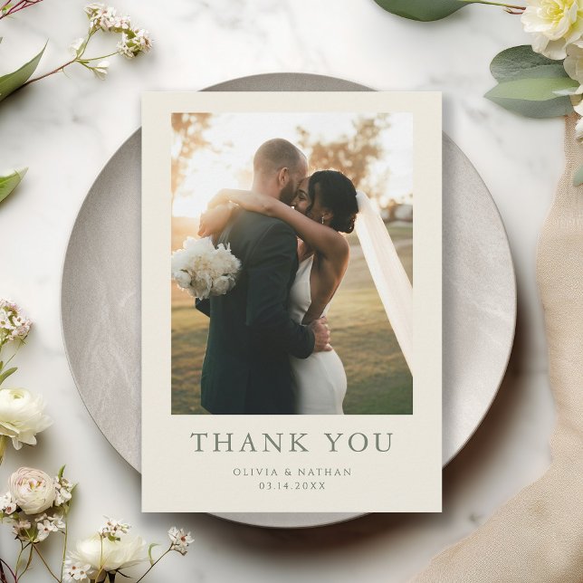 Elegant Boho Photo Wedding Thank You Card (Creator Uploaded)
