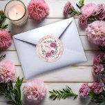Elegant Boho Pink Carnations Floral Return Address Classic Round Sticker<br><div class="desc">Add a refined finishing touch to envelopes, invitations, and gifts with this personalized carnation floral round address sticker seal. Designed to coordinate seamlessly with matching stationery, this classic round sticker brings timeless floral elegance to both special occasions and everyday mail. The design features an open-ended floral wreath arranged along the...</div>