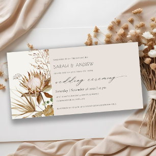 Elegant Boho Protea Dry Palm Floral Wedding Invite