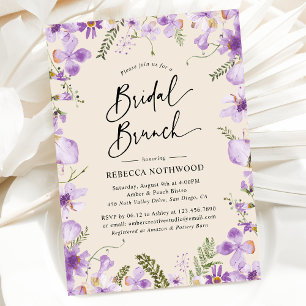 Elégant Boho Purple Bridal Brunch Invitation