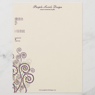 Elegant Boho Purple Spirals Artistic Deco Custom Letterhead