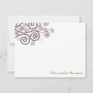 Elegant Boho Purple Spirals Wedding Thank You Card