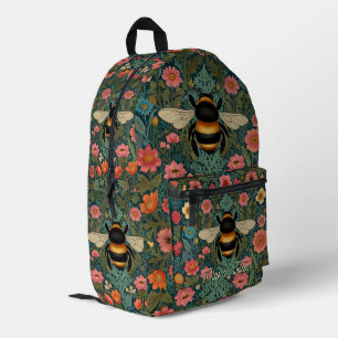 Elegant boho retro bumblebee spring florals  printed backpack