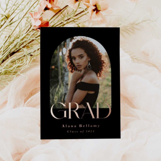 Elegant Boho Rose Foil Grad Announcement (Creator Uploaded)