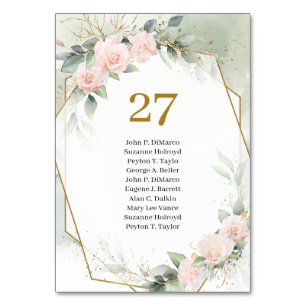 Élégant boho rose vif numéro de table avec des nom