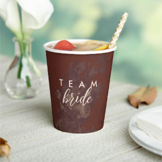 Elegant Boho Rustic Floral Terracotta Team Bride Paper Cups