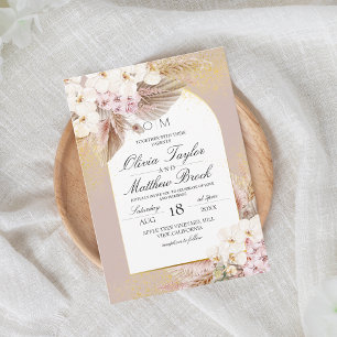 Elegant Boho Rustic Floral Wedding Invitation