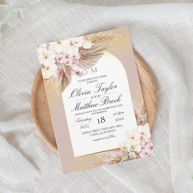 Elegant Boho Rustic Floral Wedding Invitation (Creator Uploaded)