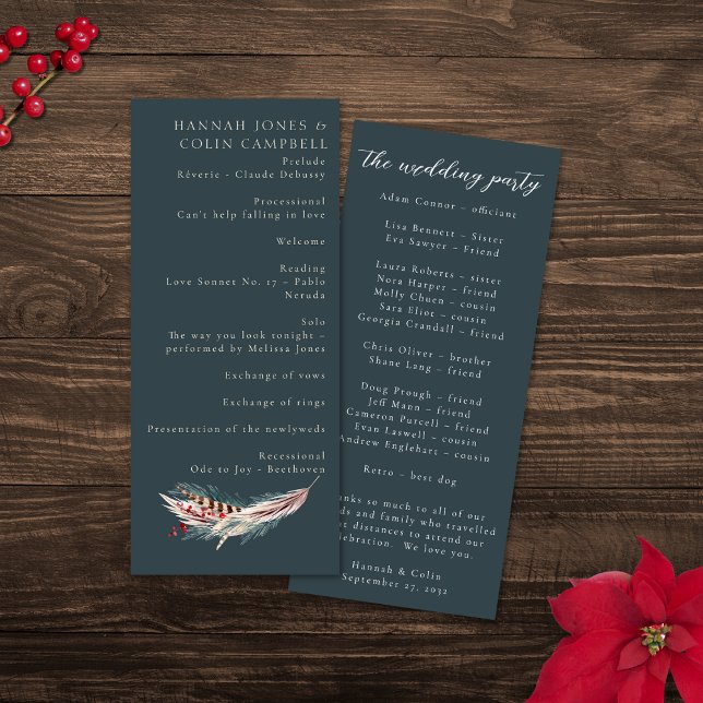 Elegant Boho Rustic Pampas & Pine Green Tan Red Program (Creator Uploaded)