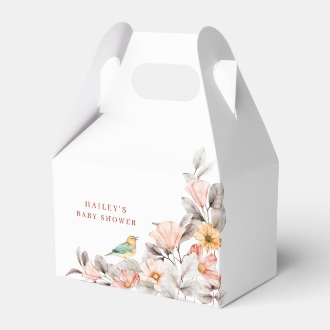 Elegant Boho Rustic Wildflower Baby Shower  Favor Box (Back Side)