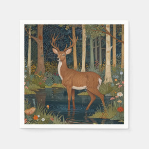 Elegant boho rustic woodland forest deer art napkin