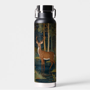Elegant boho rustic woodland watercolor deer  water bottle