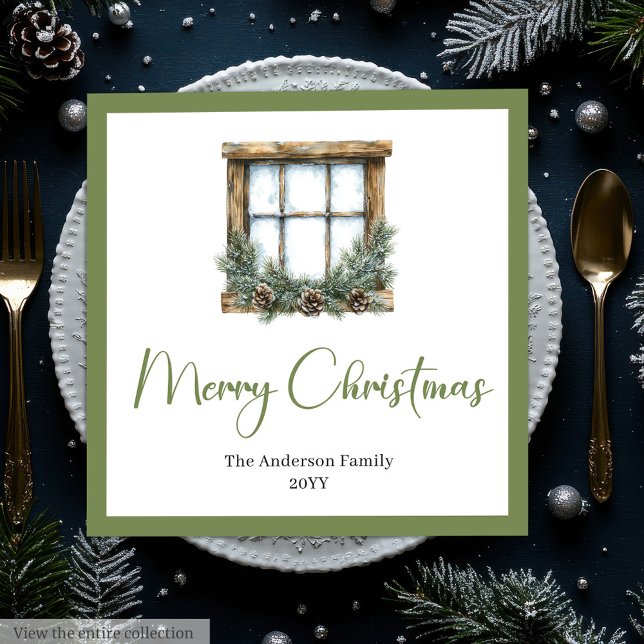 Elegant Boho Scandinavian Christmas Napkins (Minimalist Bohemian Botanical Holiday Napkins)