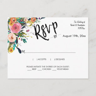 Elegant Boho Script Wedding Event Response RSVP Postcard