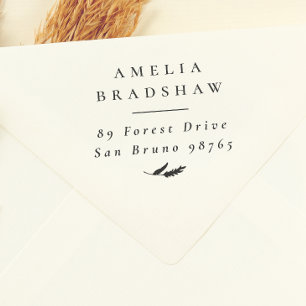 Elegant Boho Sprig Leaves Return Address Rubber Stamp