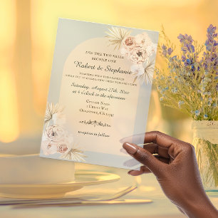 Elegant Boho Spring Peony Christian Wedding Vellum Invitations