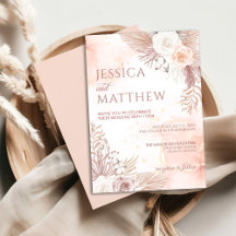 Elégant Boho Style Rose Rose Floral Invitation