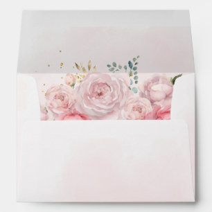 Elegant Boho Summer Spring Blush Floral Wedding Envelope
